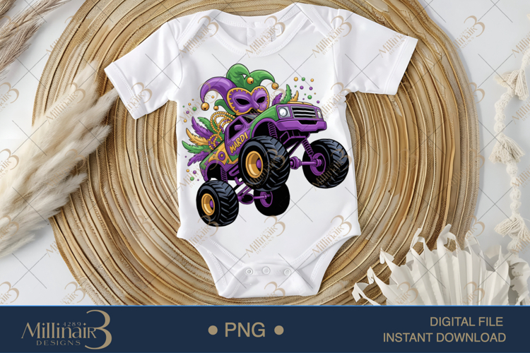 Mardi Gras Monster Truck PNG, Carnival Truck Shirt Design