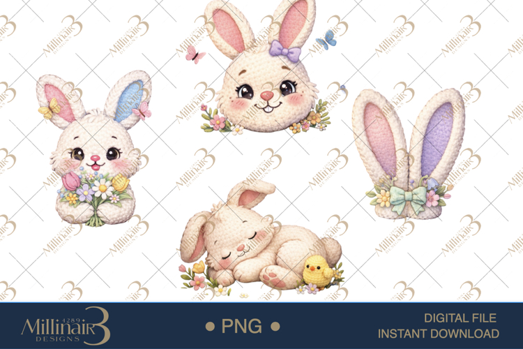 Cute Easter Bunny Clipart PNG, Watercolor Bunny Clipa