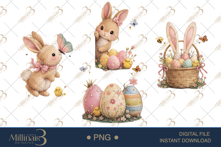 Cute Easter Bunny Clipart PNG, Watercolor Bunny Clipa