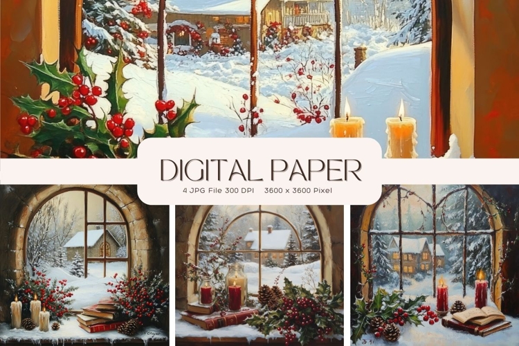 Christmas Window Background Winter Snow Wallpaper Backdrop