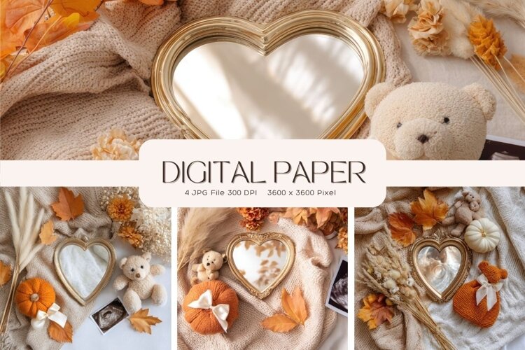 Fall Autumn Background Wallpaper Pattern Cozy Digital Paper example image 1