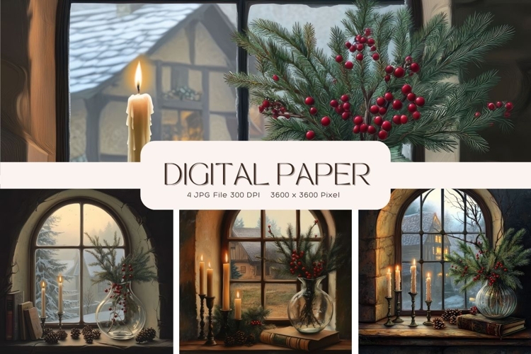 Christmas Window Background Winter Snow Wallpaper Backdrop