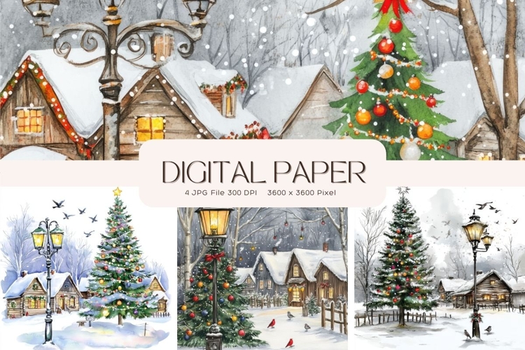 Christmas House Background Seamless Pattern Gift Wrap_6