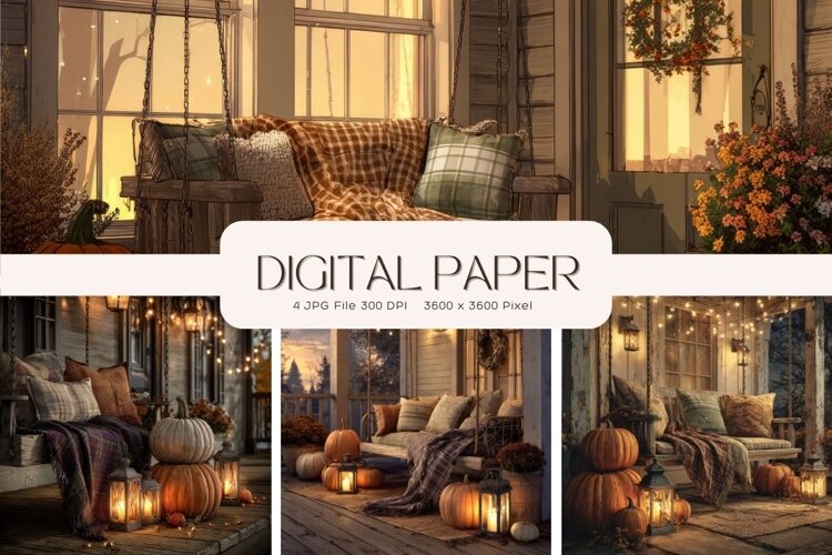 Fall Autumn Background Wallpaper Pattern Cozy Digital Paper example image 1