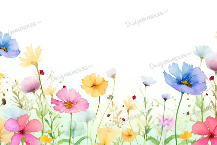 Spring flowers watercolor background example image 1