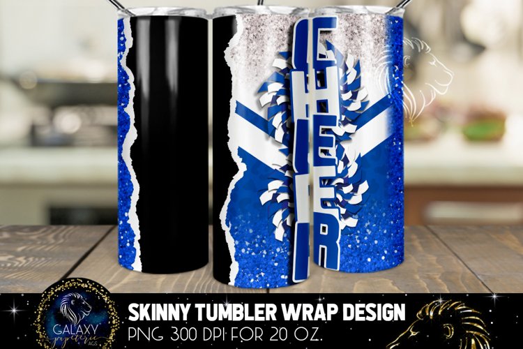 Add Text Cheer Tumbler Sublimation, Blue White Cheer