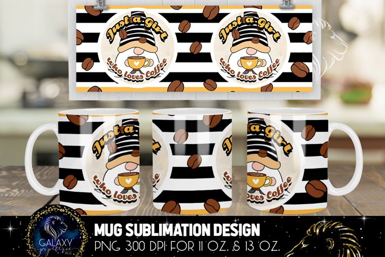 Coffee Gnome Mug Sublimation | Girl Lover Coffee Mug Design