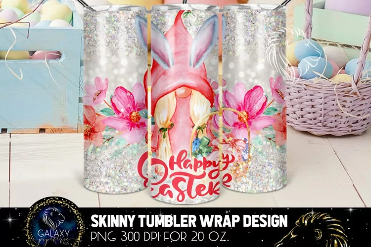 Easter 20 Oz Skinny Tumbler wrap | Easter gnome sublimation