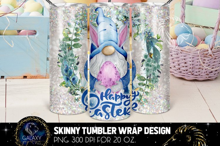 Gnome Happy Easter 20 Oz. Skinny Tumbler Wrap Sublimation example image 1
