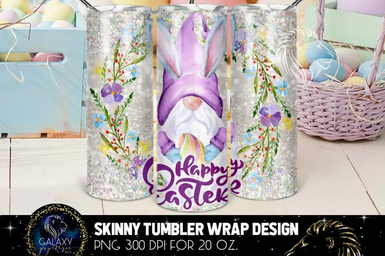 Gnome Happy Easter 20 Oz. Skinny Tumbler Wrap Sublimation