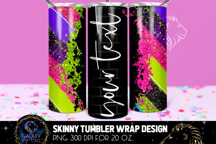 Neon Brush Strokes 20 Oz. Skinny Tumbler Wrap Sublimation