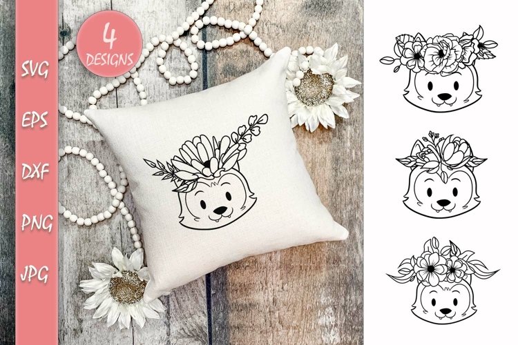 Floral Wolf Bundle SVG File, Floral Wild Animal