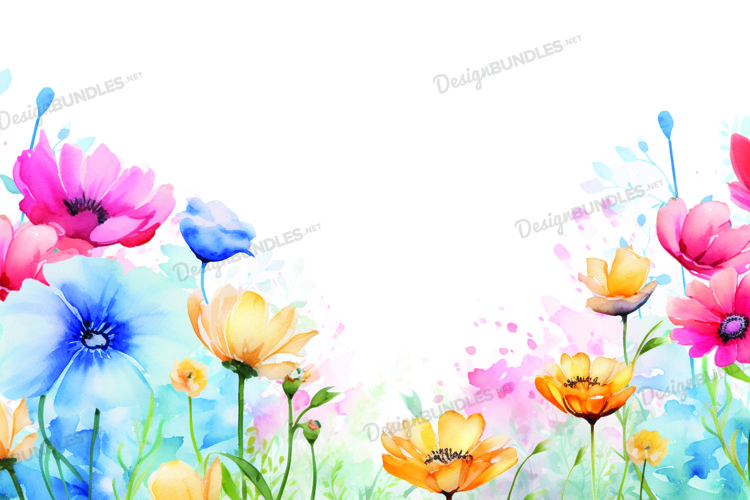 Spring flowers watercolor background example image 1