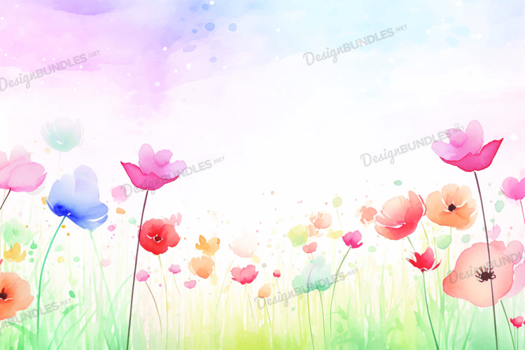 Spring flowers watercolor background
