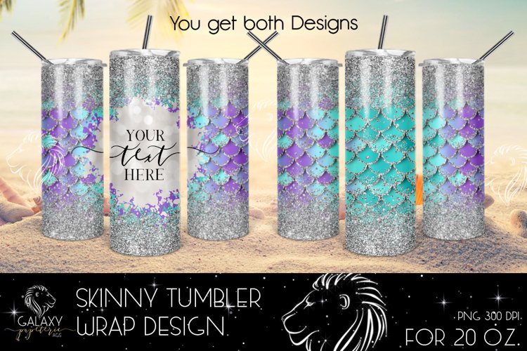 Mermaid Scales 20 Oz. Skinny Tumbler Wrap Sublimation Design