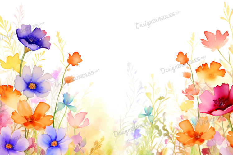 Spring flowers watercolor background example image 1