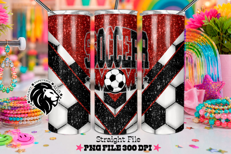 Red Soccer Mom Tumbler Design