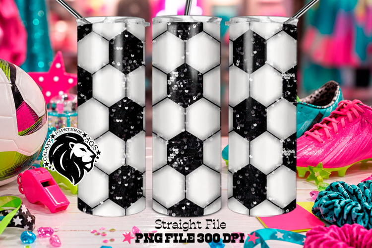 Glitter Sequins Soccer Tumbler Design