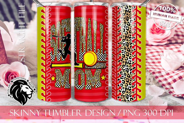 Leopard Softball Mom Tumbler Design