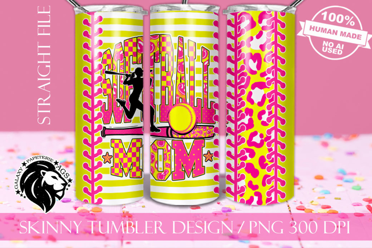 Pink Softball Mom Tumbler Design