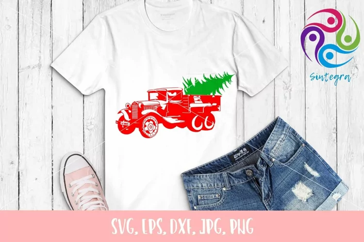 Vintage Truck With Christmas Tree SVG File