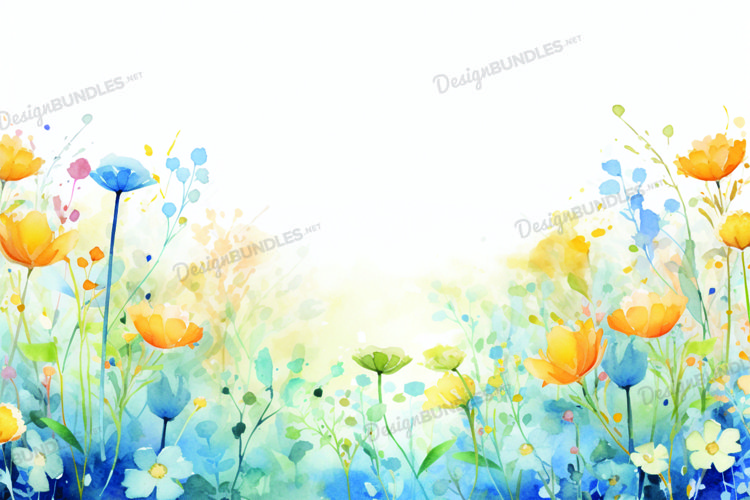 Spring flowers watercolor background