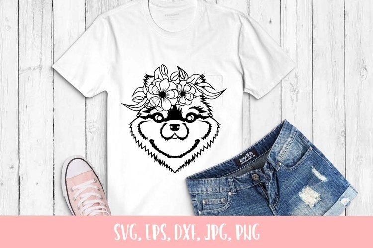 Floral Pomeranian Dog SVG File example image 1