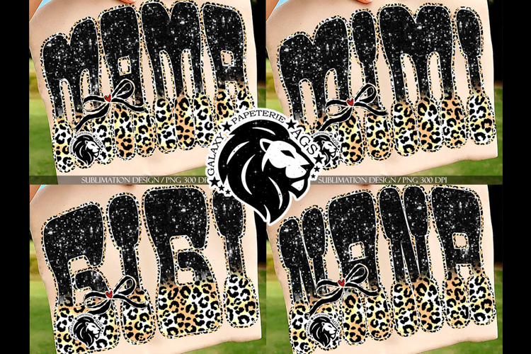 Leopard Mama Gigi, Mimi, Aunt, Sublimation PNG | Bundle