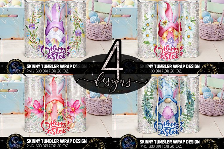 Gnomes Happy Easter 20 Oz. Skinny Tumbler Wrap Sublimation