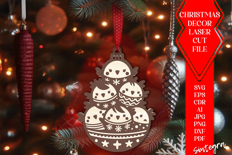 Chicken Christmas Balls SVG Laser Cut Files v1