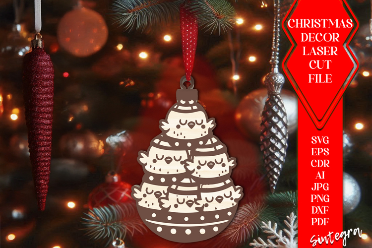 Chicken Christmas Balls SVG Laser Cut Files v2