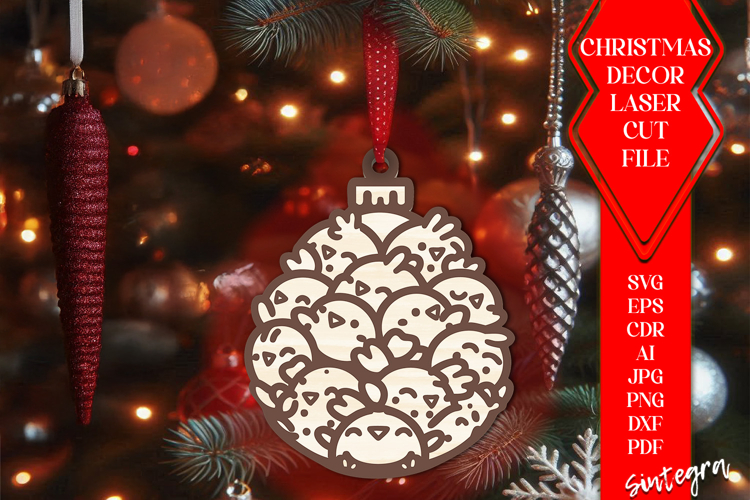 Chicken Christmas Balls SVG Laser Cut Files v3