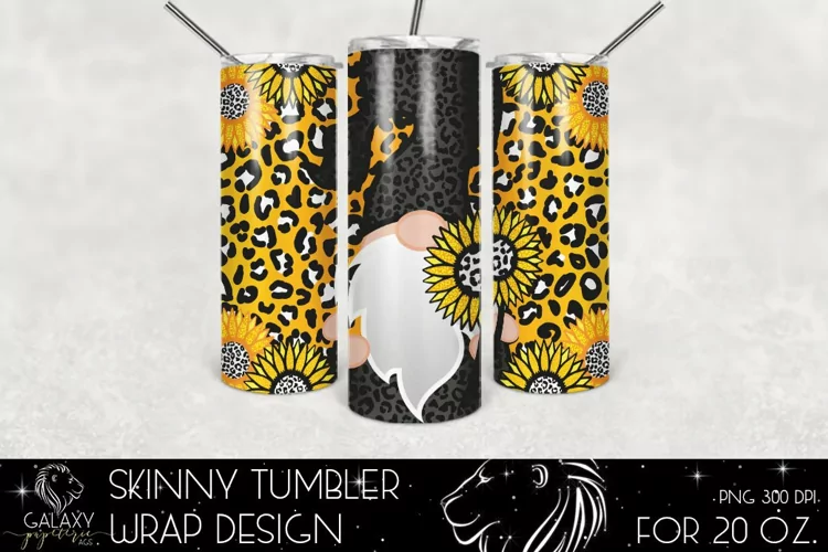 Gnome Sunflower 20 Oz. Skinny Tumbler Wrap Sublimation