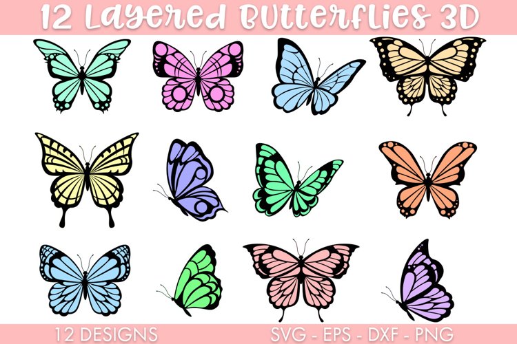 3D Layered Buttefly SVG Bundle Cut file example image 1
