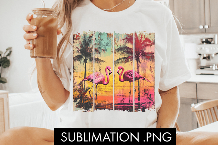 Retro Summer Flamingo PNG Sublimation