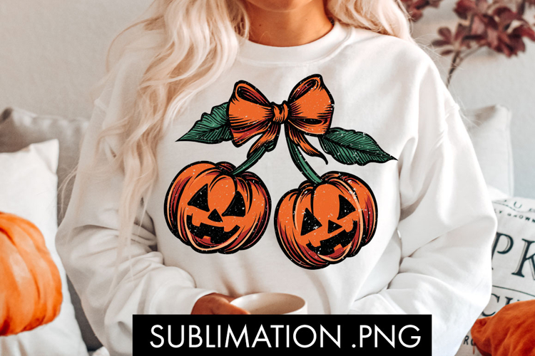 Halloween Cherry PNG Spooky Jack-O-Lantern PNG Sublimation