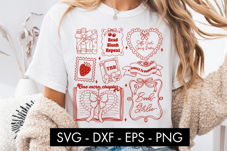 Coquette Book Lover SVG PNG Soft Girl Aesthetic Reading