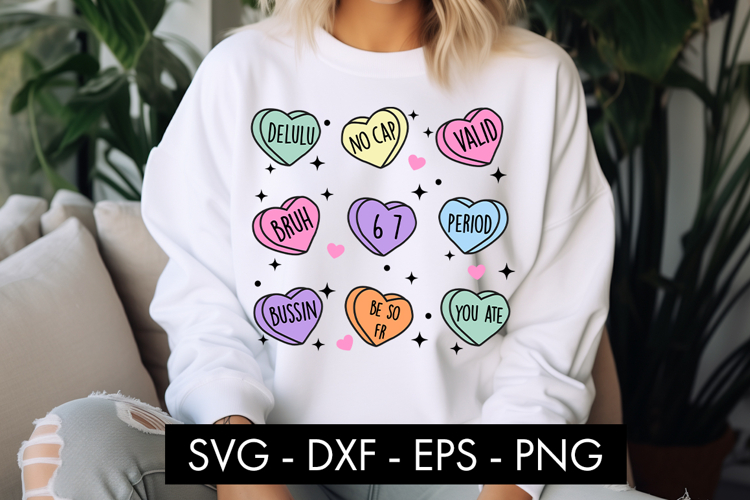 Gen Z SVG Candy Hearts PNG Sublimation