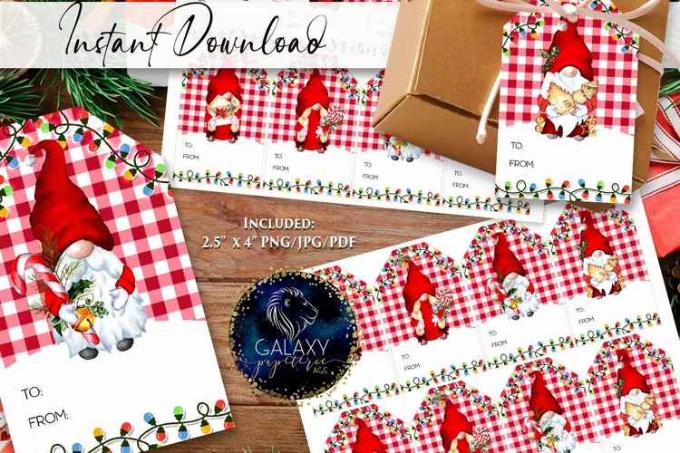Gnomes Christmas Favor Tag, Gnome Christmas Favor Tag