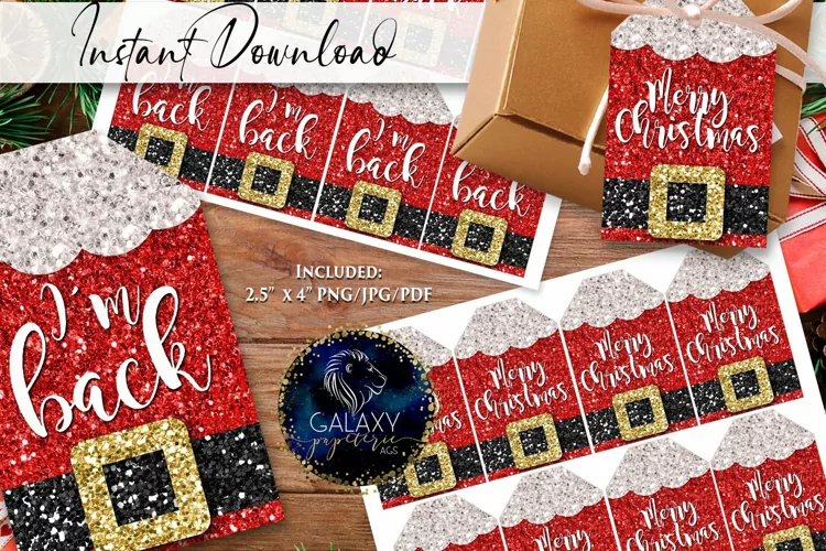 Santa Claus Christmas Favor Tag, I am Back, Merry Christmas