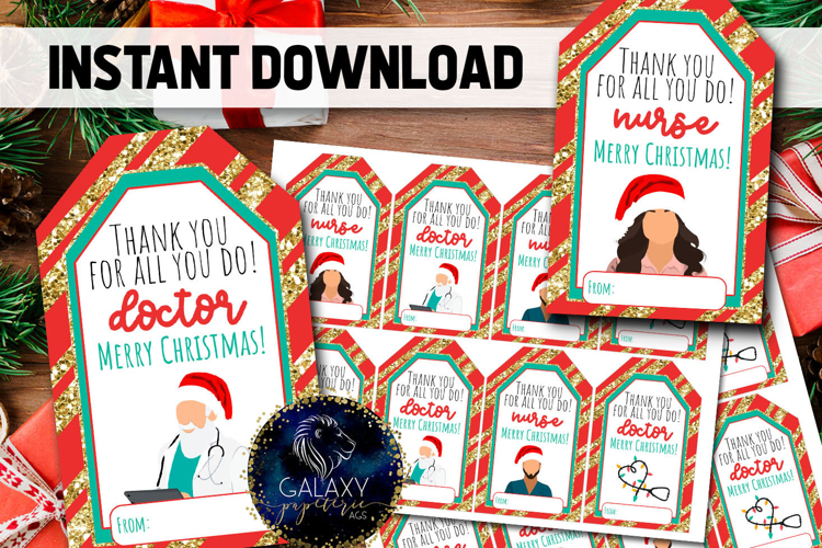 Nurse Doctor Christmas Favor Tag, Nurse Merry Christmas Tags example image 1