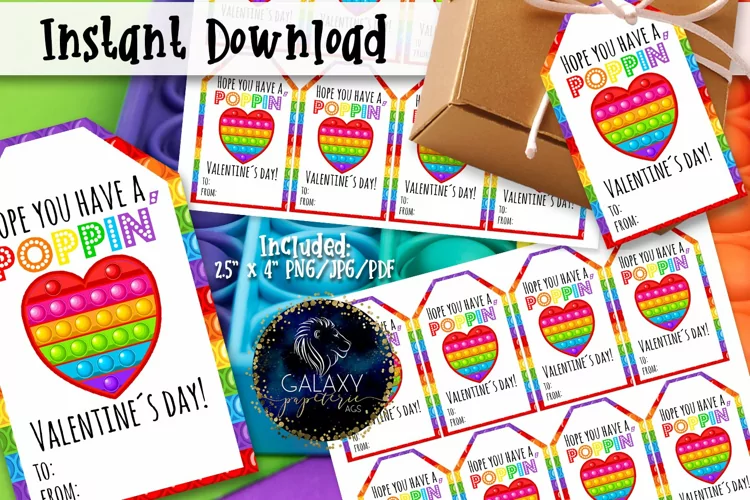 Fidget Pop it Valentine's Day Favor Tag, Valentine's Day Tag