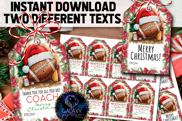 Watercolor Football Christmas Favor Tag, Appreciation Tag