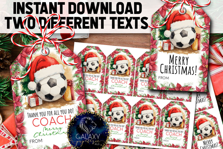 Watercolor Soccer Christmas Favor Tag, Appreciation Tag