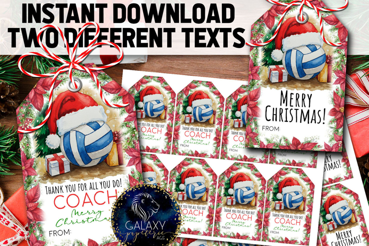 Watercolor Volleyball Christmas Favor Tag, Appreciation Tag