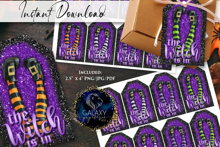 The Witch is in Halloween Favor Tag. Halloween Tag Tags