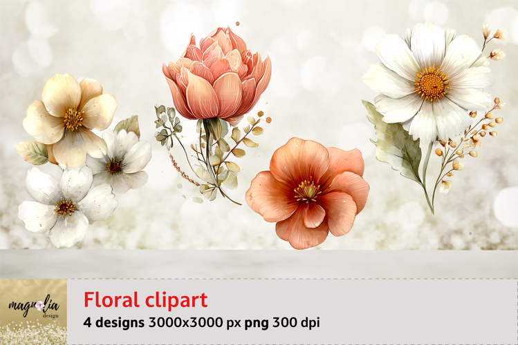 watercolor flower sublimation clipart png