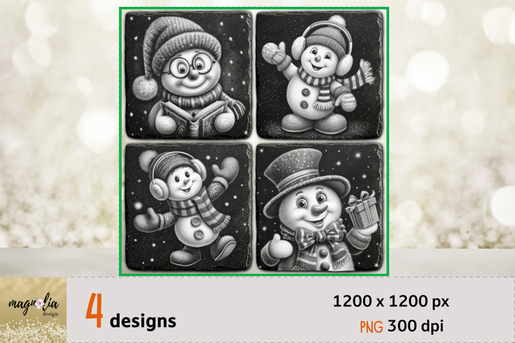 SNOWMAN Christmas slate coaster engraving png