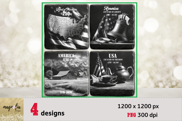 America 250 anniversary slate coaster 4th of July engrave