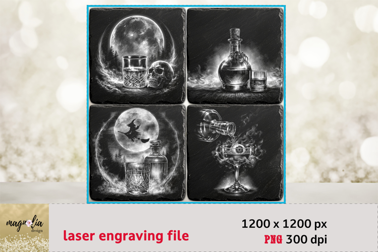 Full Moon Mystic Whiskey PNG Halloween Laser Engraving